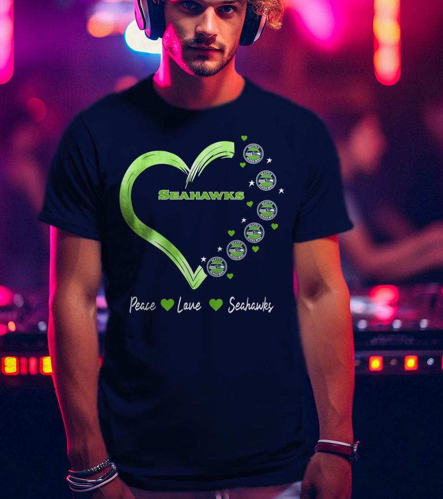 Peace Love Seahawks Seattle Seahawks Hearts T-Shirt