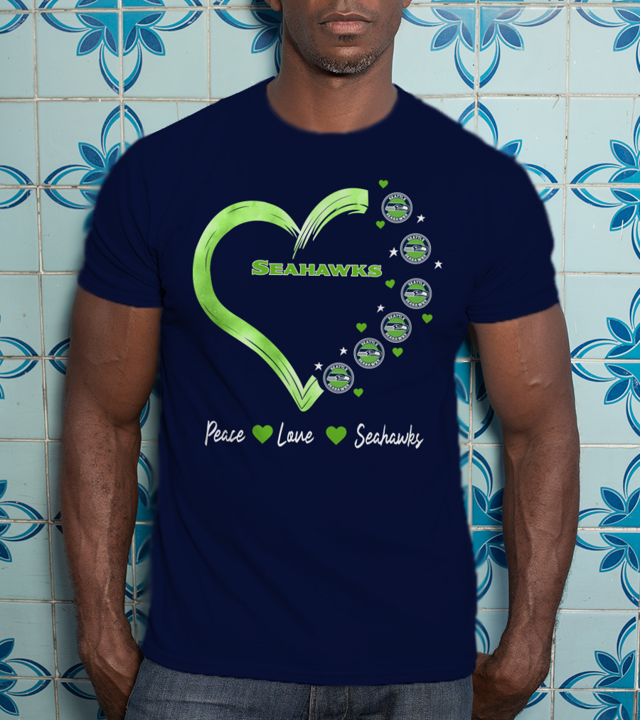 Peace Love Seahawks Seattle Seahawks Hearts T-Shirt