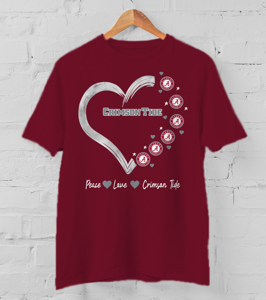 Peace Love Heart Alabama Crimson Tide T-Shirt
