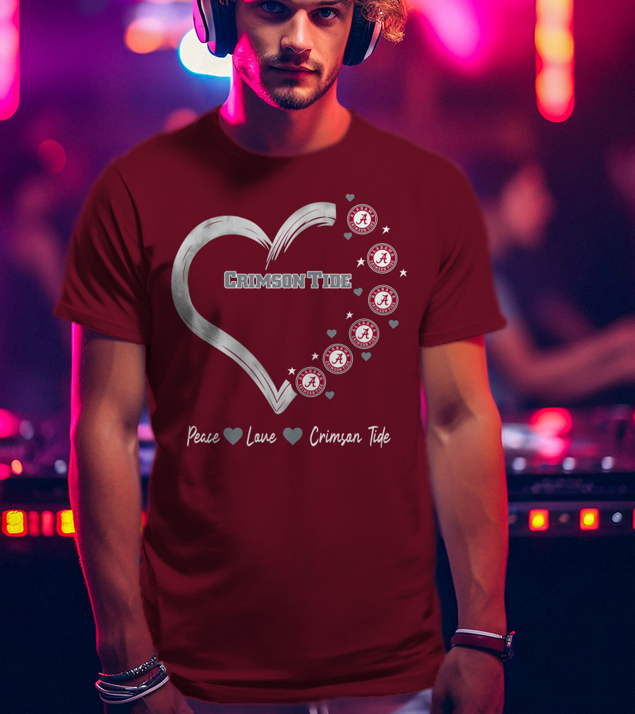 Peace Love Heart Alabama Crimson Tide T-Shirt