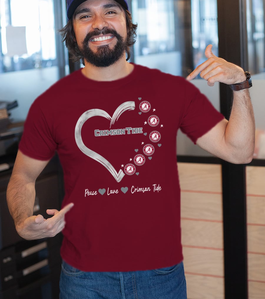 Peace Love Heart Alabama Crimson Tide T-Shirt