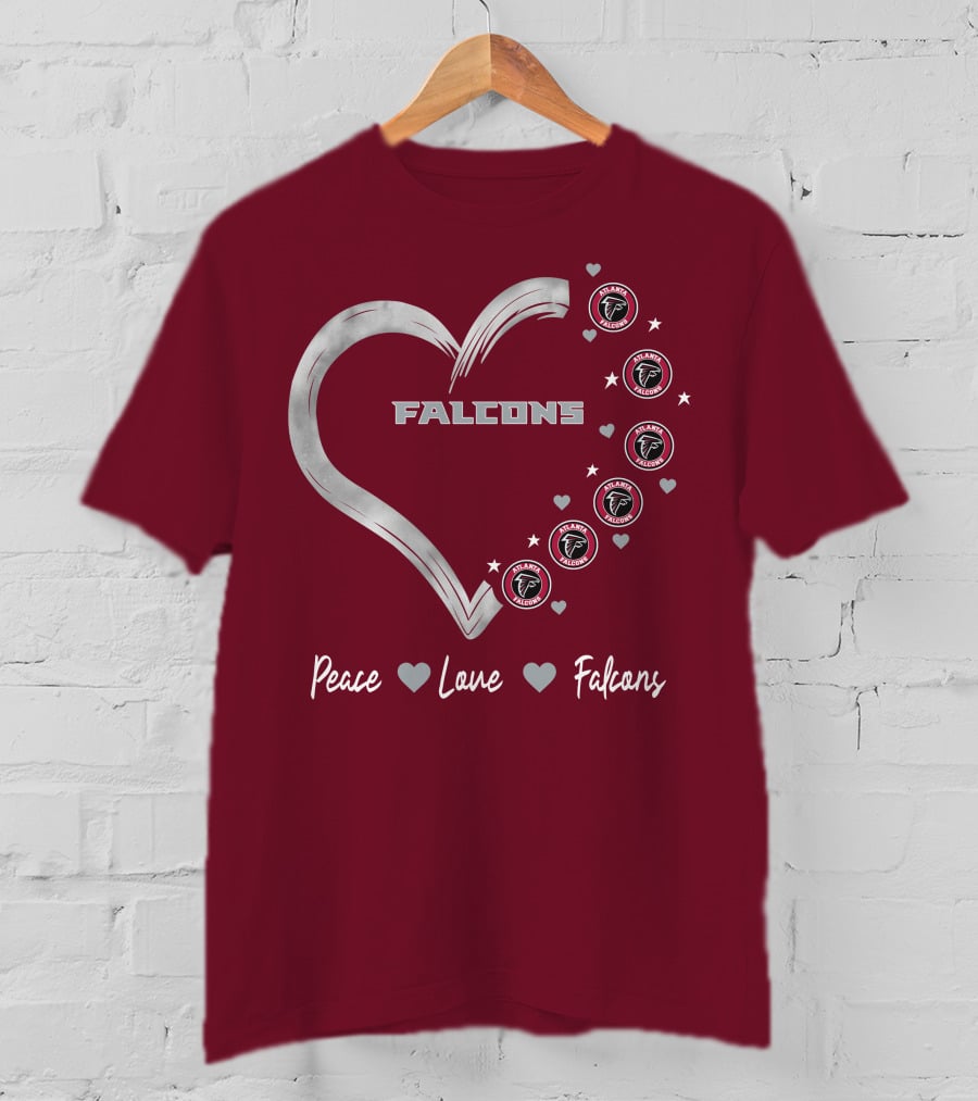 Peace Love Falcons Heart With Atlanta Falcons T-Shirt