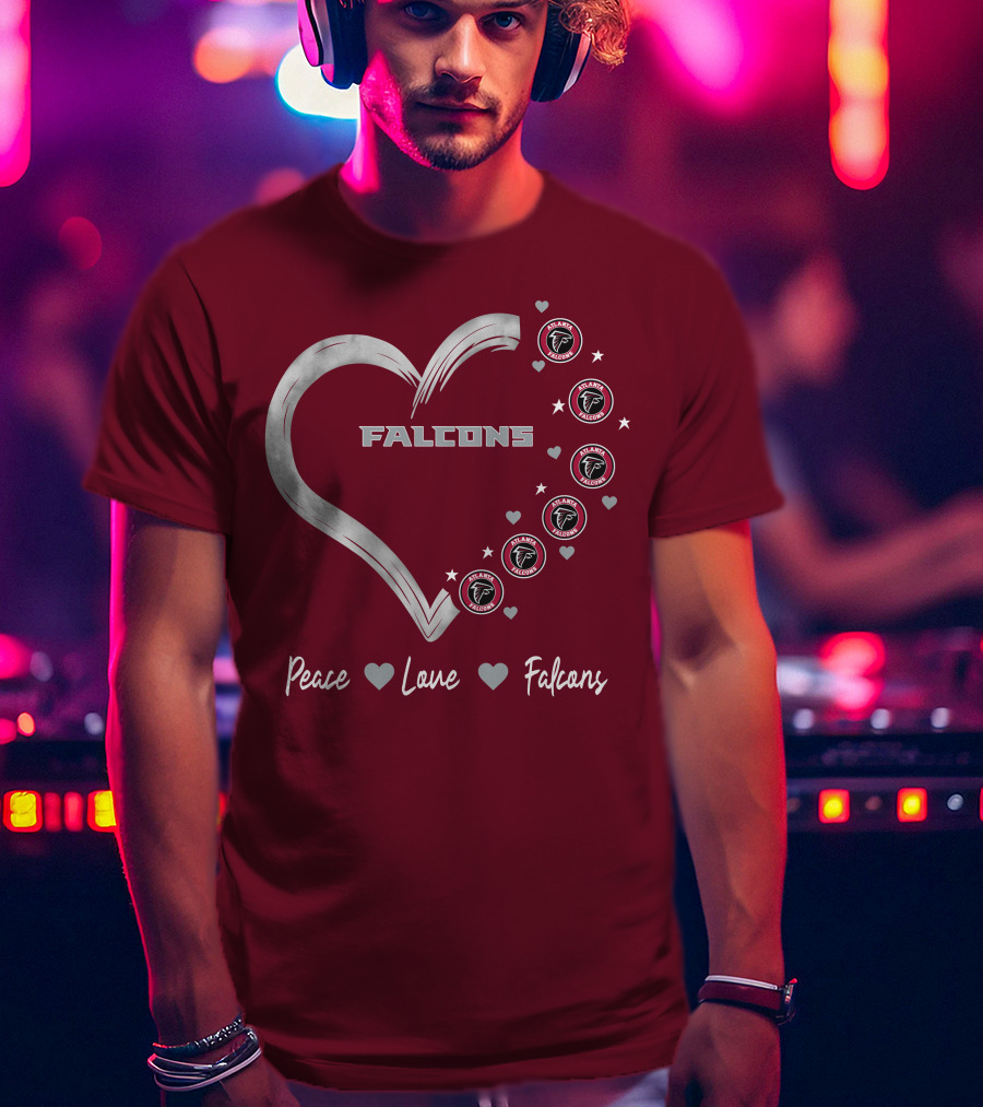 Peace Love Falcons Heart With Atlanta Falcons T-Shirt