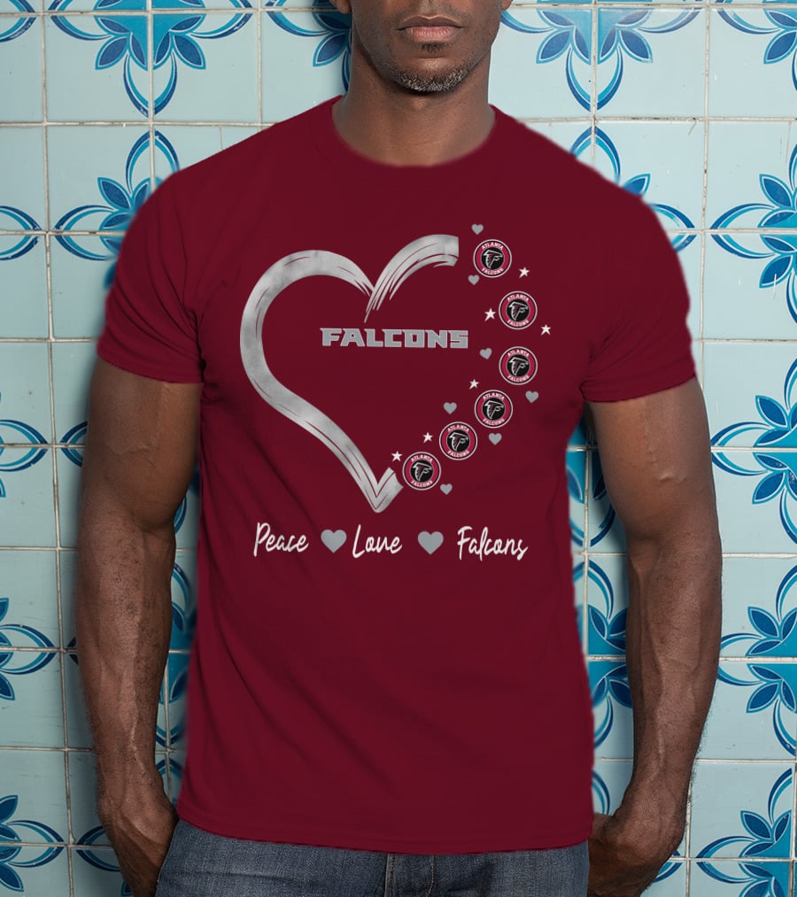 Peace Love Falcons Heart With Atlanta Falcons T-Shirt
