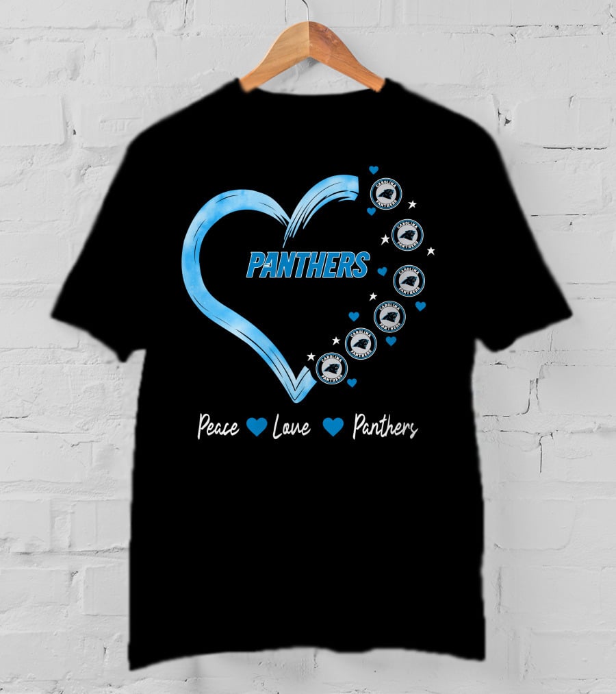 Peace Love Carolina Panthers Heart Logo Fan T-Shirt