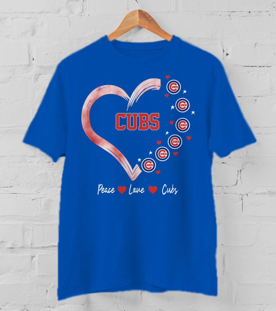 Peace Love Heart Cubs Chicago Cubs T-Shirt