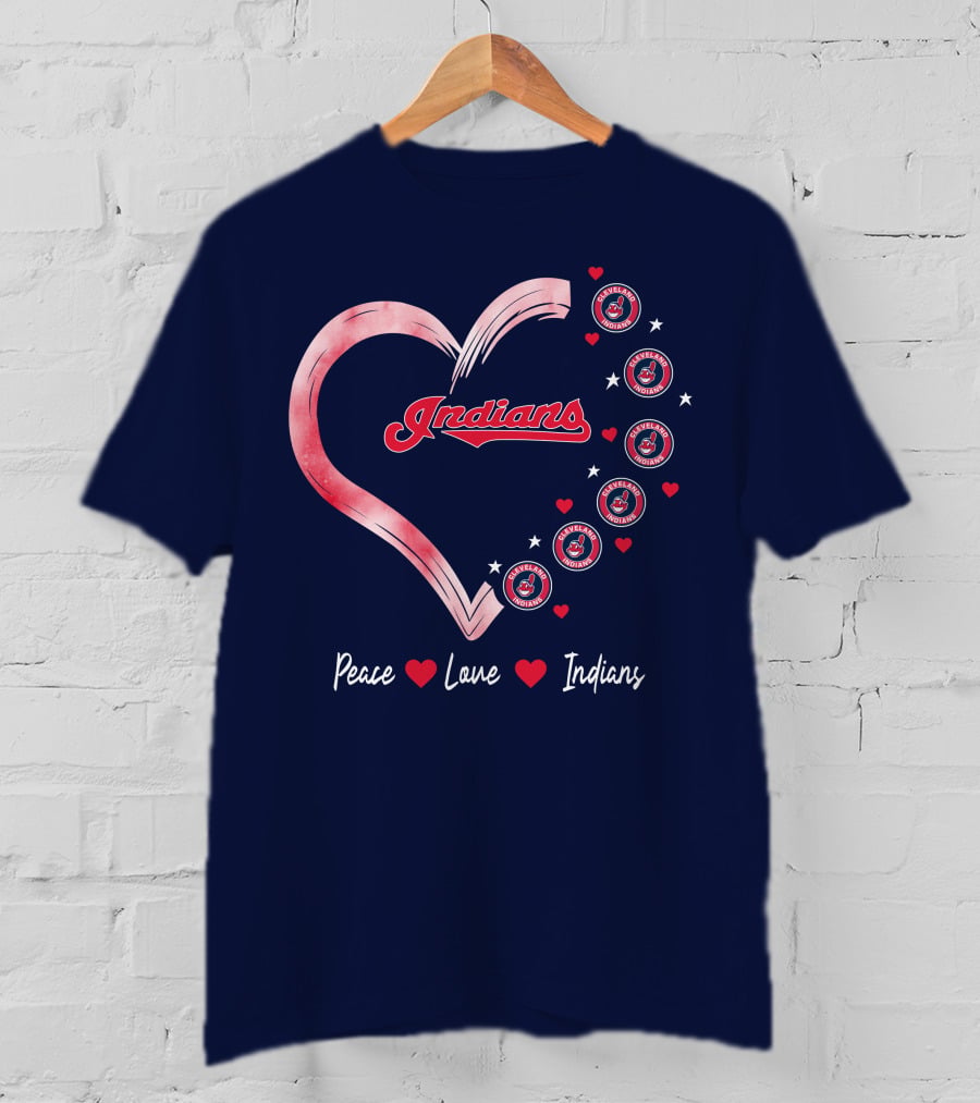 Peace Love Indians Heart Cleveland Indians T-Shirt