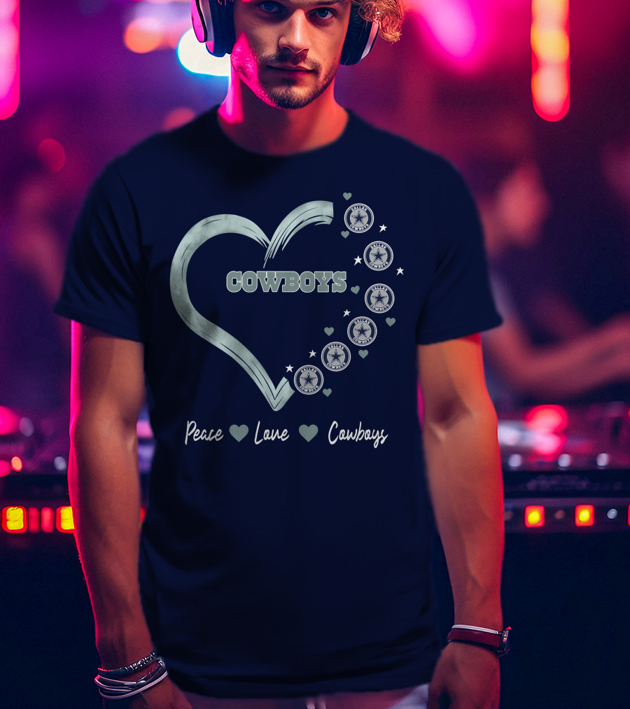 Peace Love Heart Cowboys Dallas Cowboys Stars T-Shirt