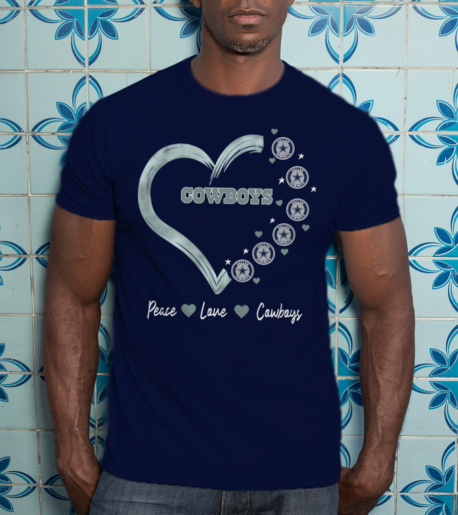 Peace Love Heart Cowboys Dallas Cowboys Stars T-Shirt