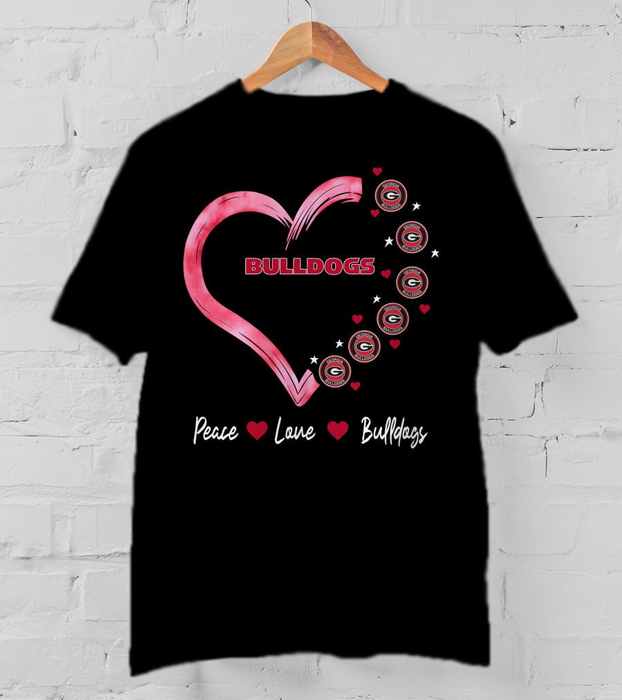 Peace Love Bulldogs Georgia Bulldogs Heart T-Shirt