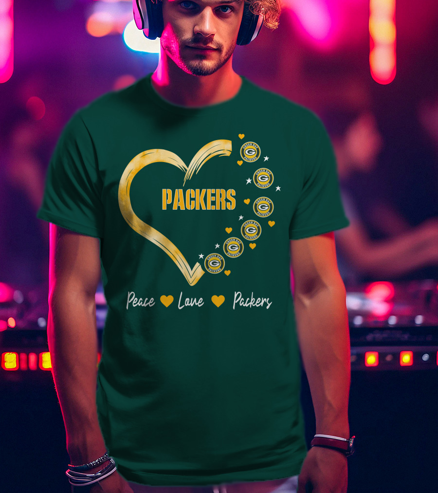 Peace Love Packers Green Bay Packers Heart T-Shirt