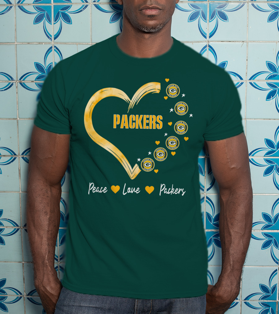 Peace Love Packers Green Bay Packers Heart T-Shirt