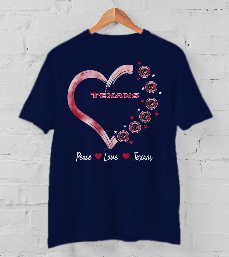 Peace Love Heart Houston Texans T-Shirt