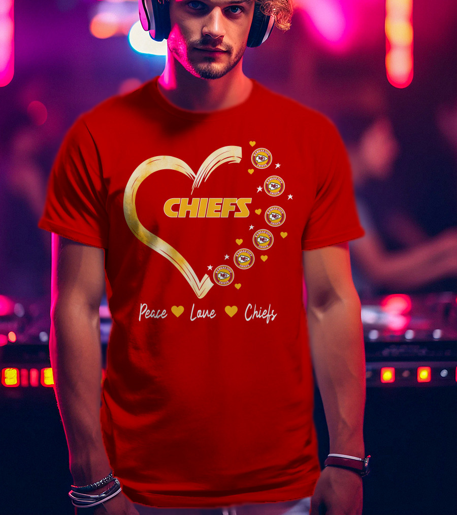 Peace Love Kansas City Chiefs Heart T-Shirt