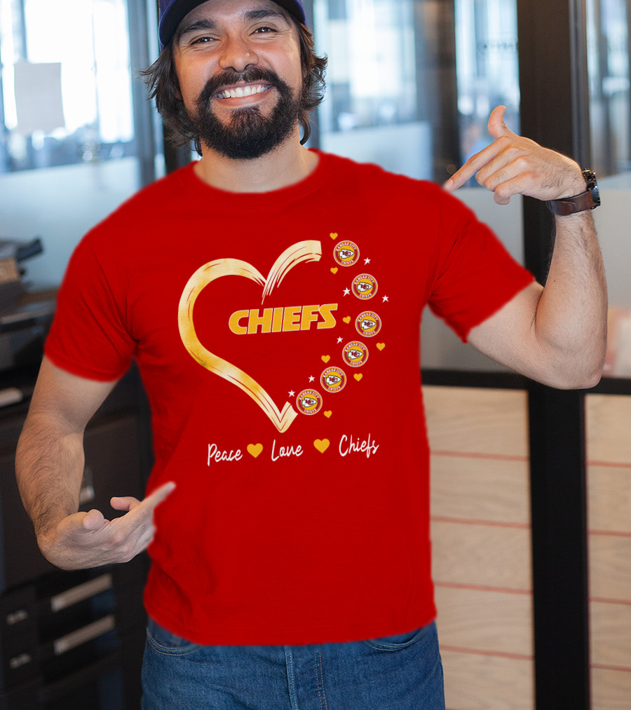 Peace Love Kansas City Chiefs Heart T-Shirt