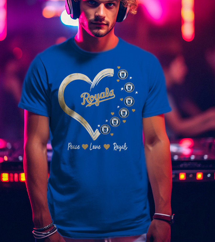 Peace Love Royals Kansas City Royals Heart T-Shirt