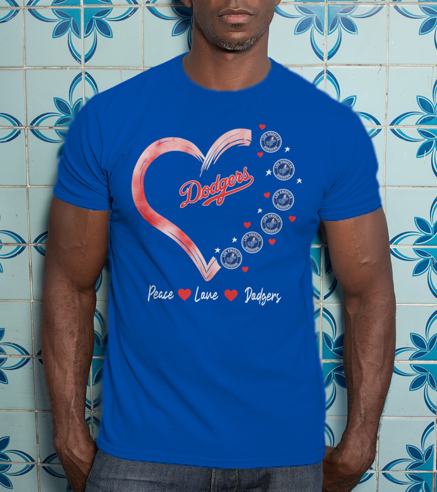 Peace Love Dodgers Heart Los Angeles Dodgers T-Shirt