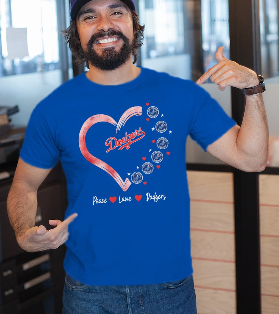 Peace Love Dodgers Heart Los Angeles Dodgers T-Shirt