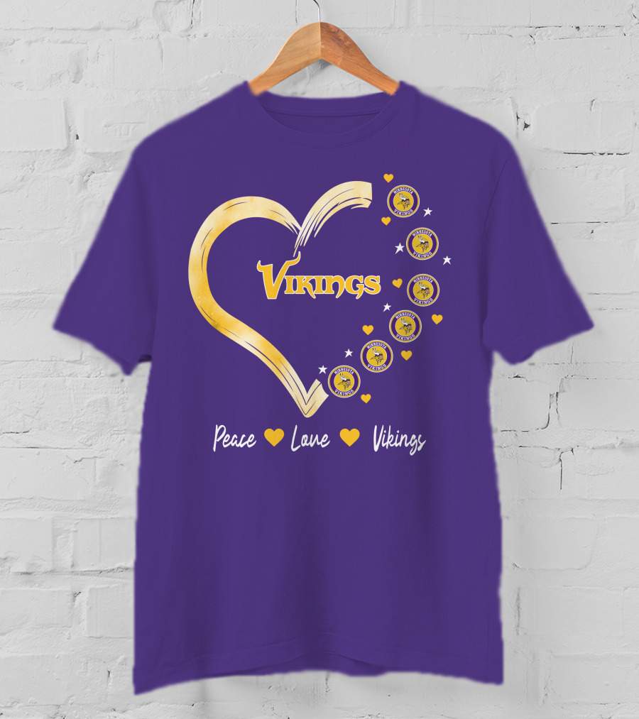 Peace Love Minnesota Vikings Heart T-Shirt