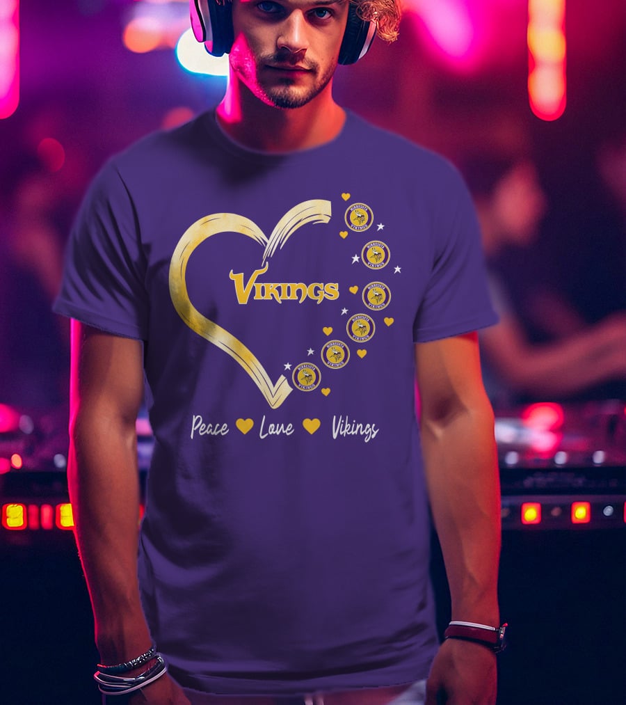 Peace Love Minnesota Vikings Heart T-Shirt