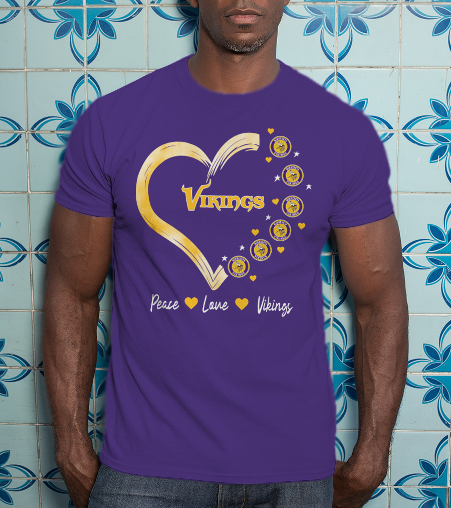 Peace Love Minnesota Vikings Heart T-Shirt