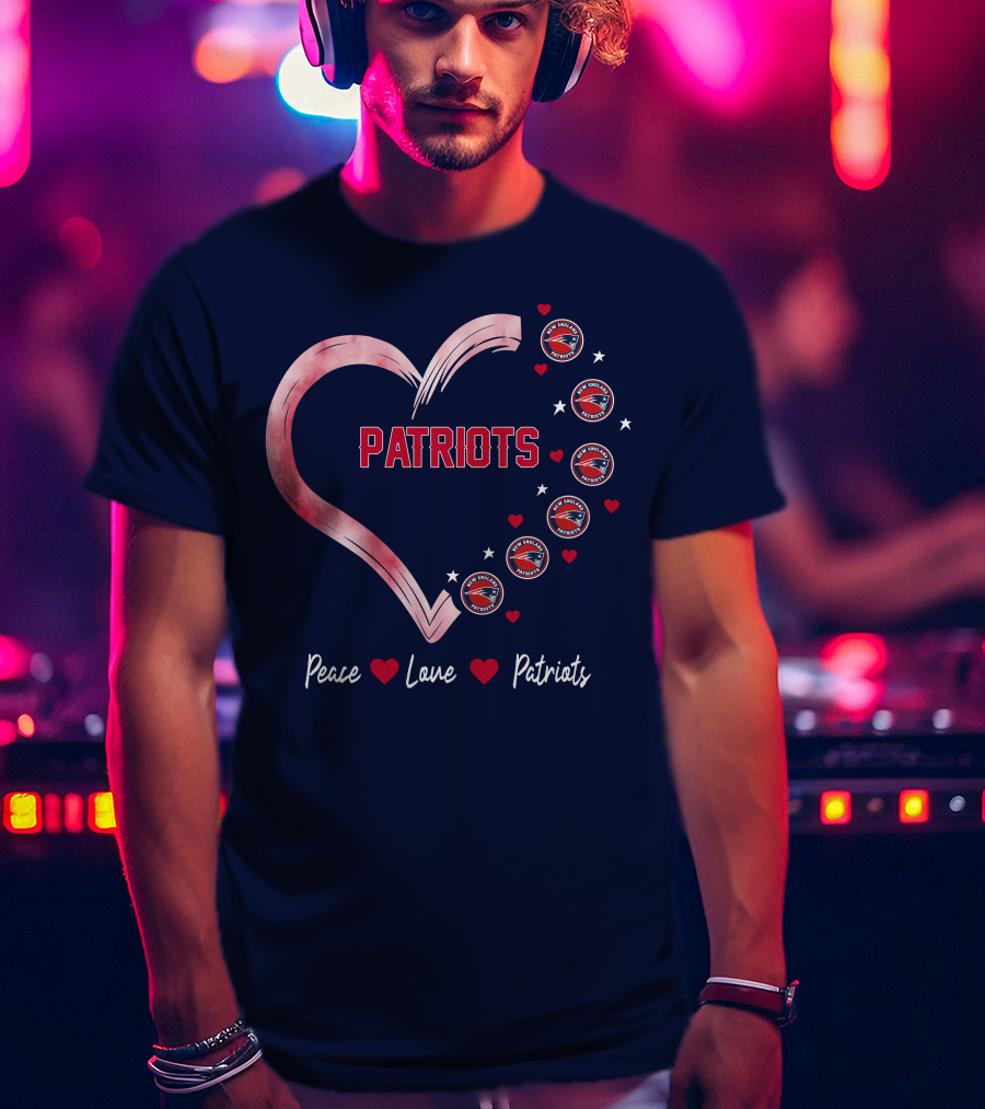 Patriots Peace Love Heart T-Shirt