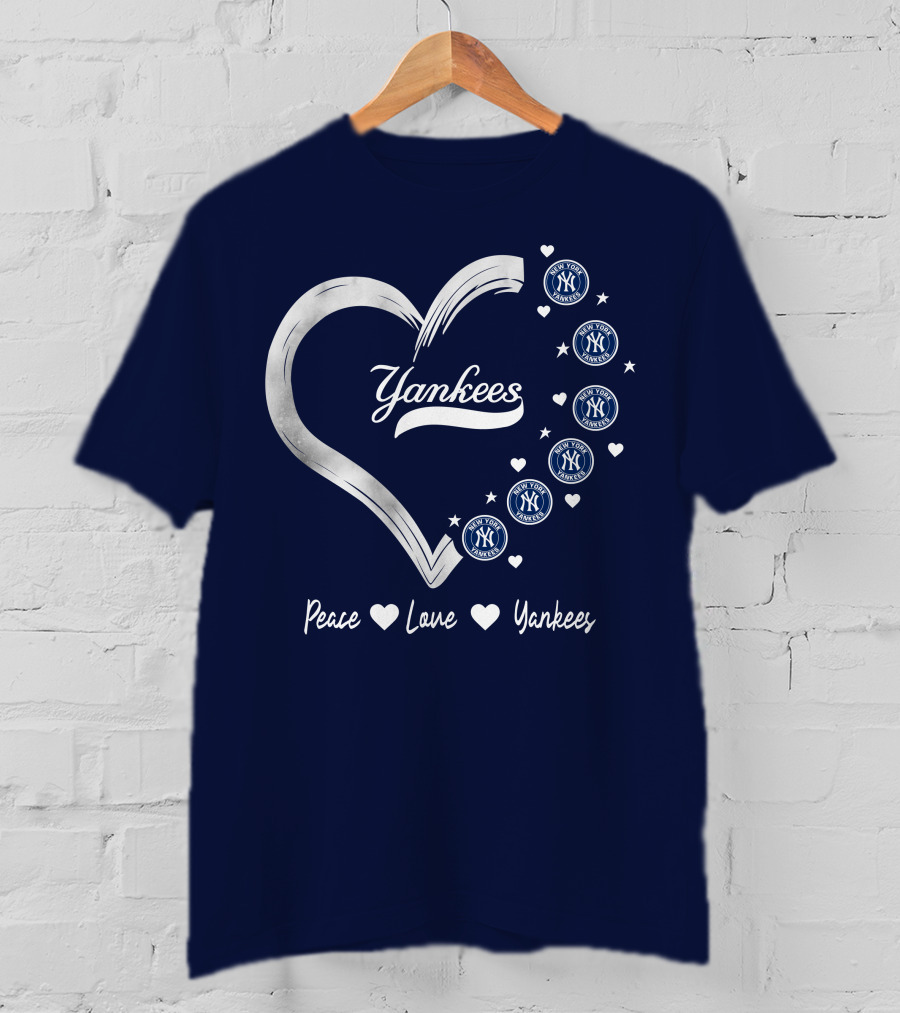 Peace Love Yankees Heart With New York T-Shirt