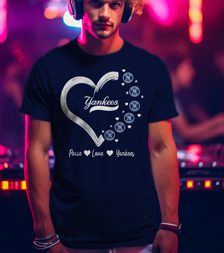 Peace Love Yankees Heart With New York T-Shirt