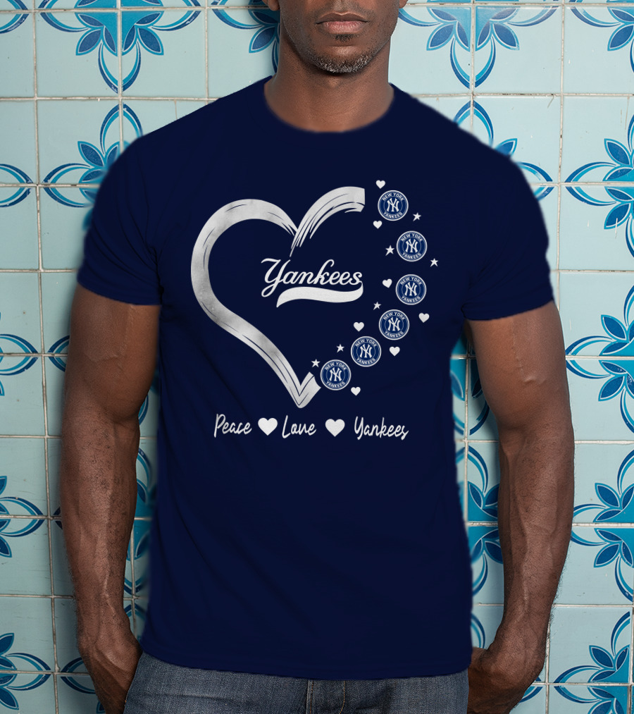 Peace Love Yankees Heart With New York T-Shirt