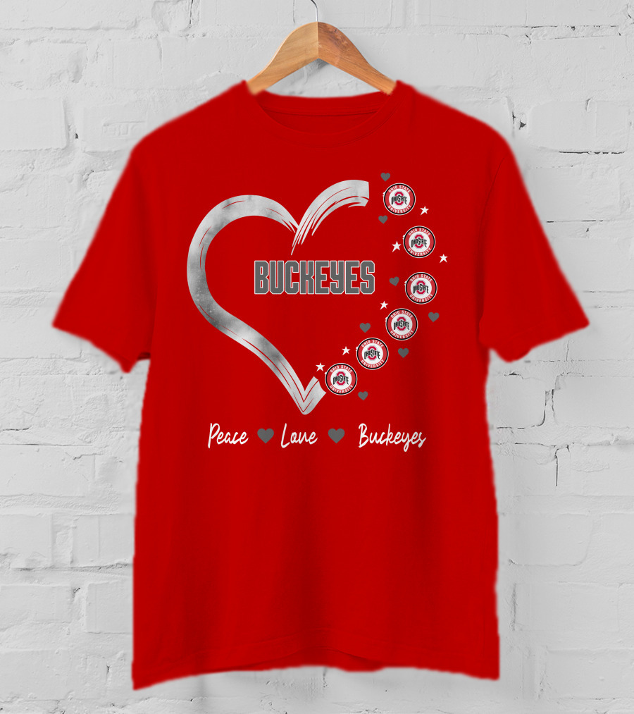 Peace Love Heart Buckeyes Ohio State Buckeyes T-Shirt