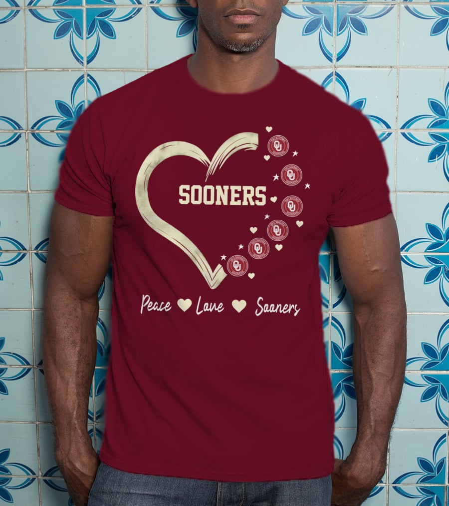 Peace Love Sooners Heart Design With OU T-Shirt