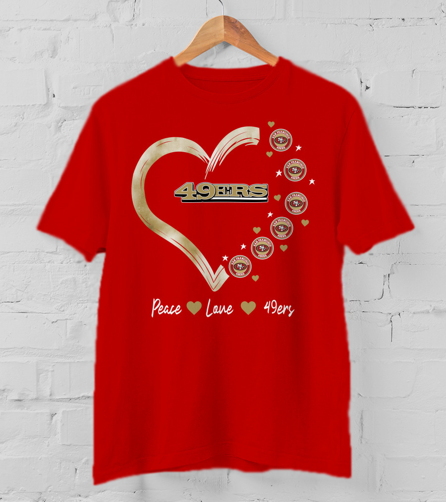 Peace Love Heart San Francisco 49ers Football Team T-Shirt
