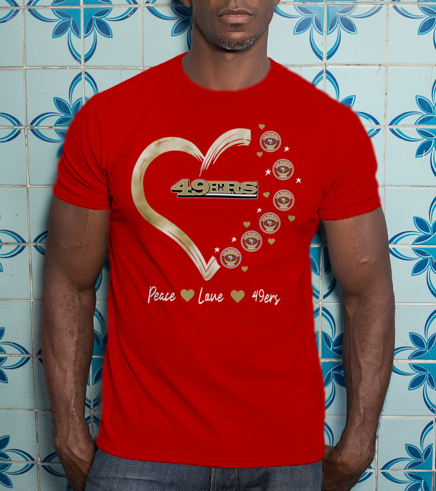 Peace Love Heart San Francisco 49ers Football Team T-Shirt