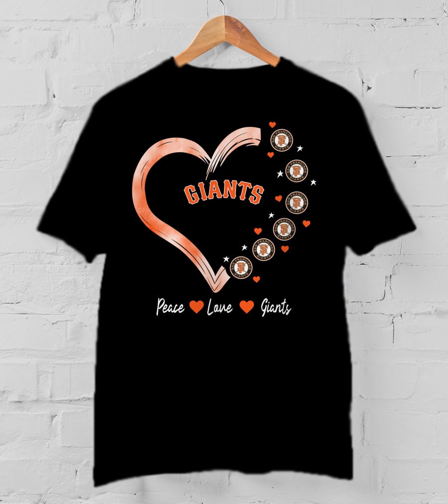 Peace Love Giants San Francisco Giants Baseball Heart Icons T-Shirt