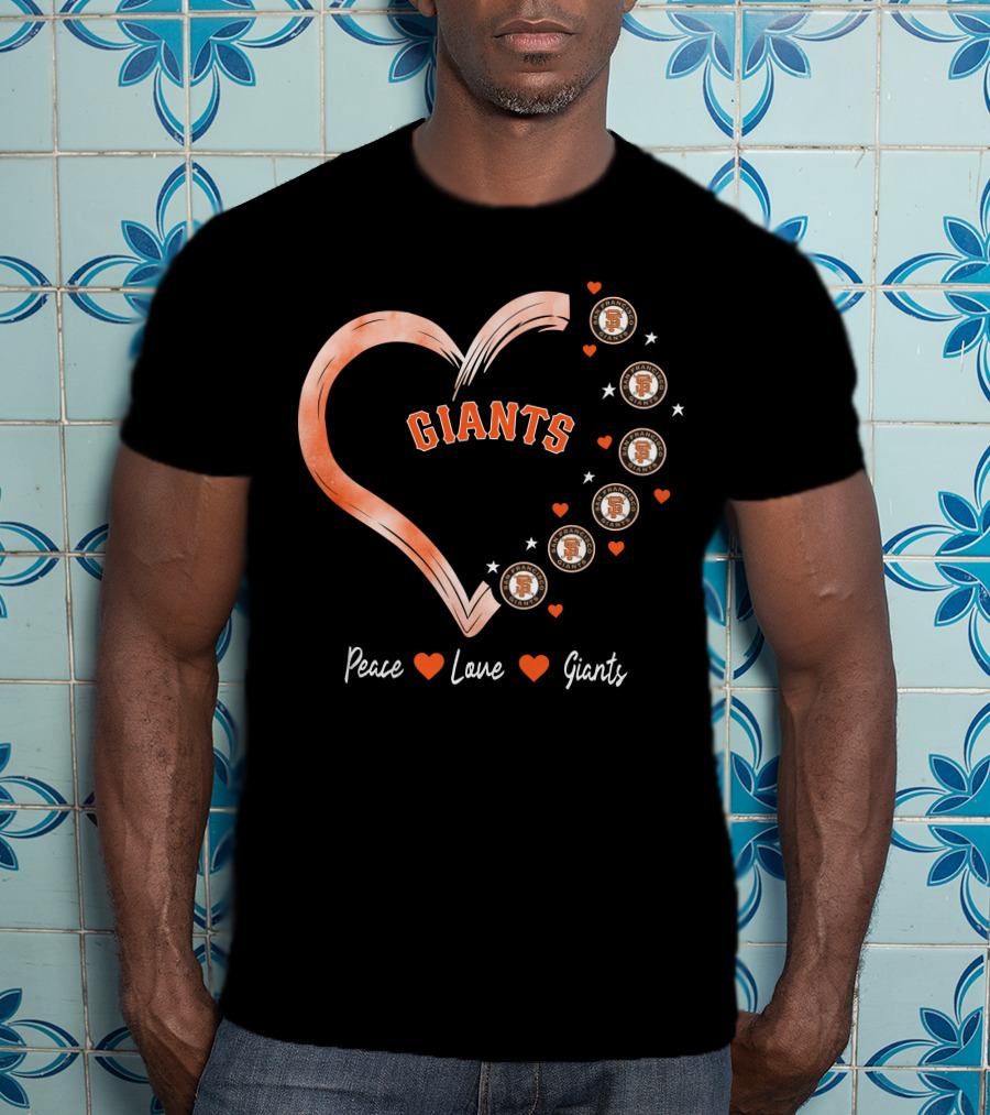 Peace Love Giants San Francisco Giants Baseball Heart Icons T-Shirt