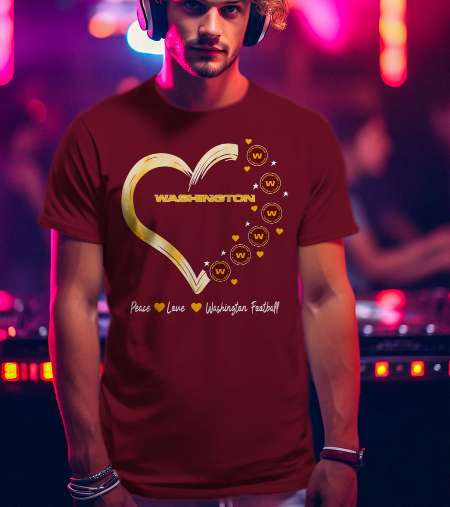 Peace Love Washington Heart And Team Circles T-Shirt