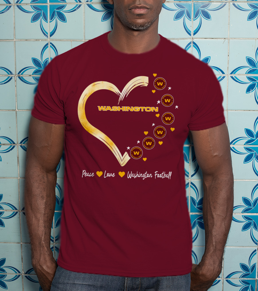 Peace Love Washington Heart And Team Circles T-Shirt