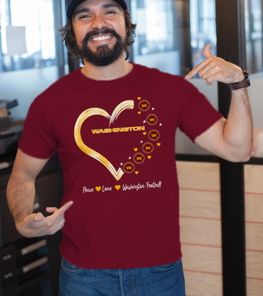 Peace Love Washington Heart And Team Circles T-Shirt
