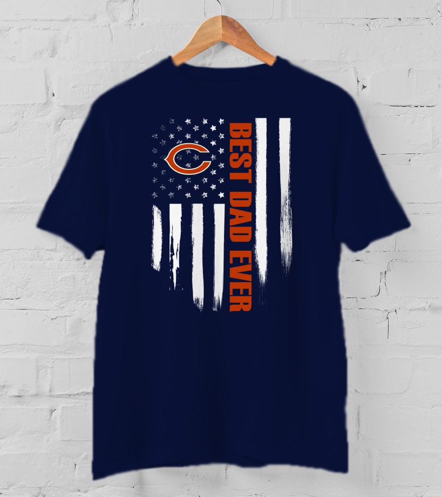 Chicago Bears Best Dad Ever American Flag T-Shirt