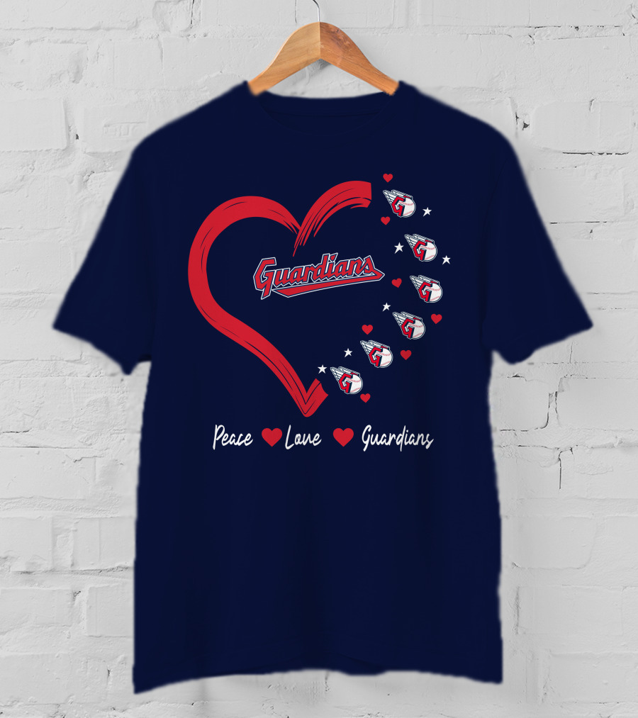 Peace Love Guardians Heart And Baseball T-Shirt