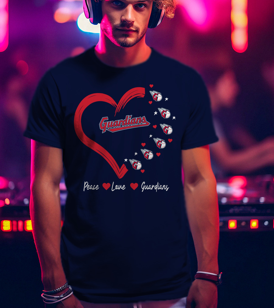 Peace Love Guardians Heart And Baseball T-Shirt