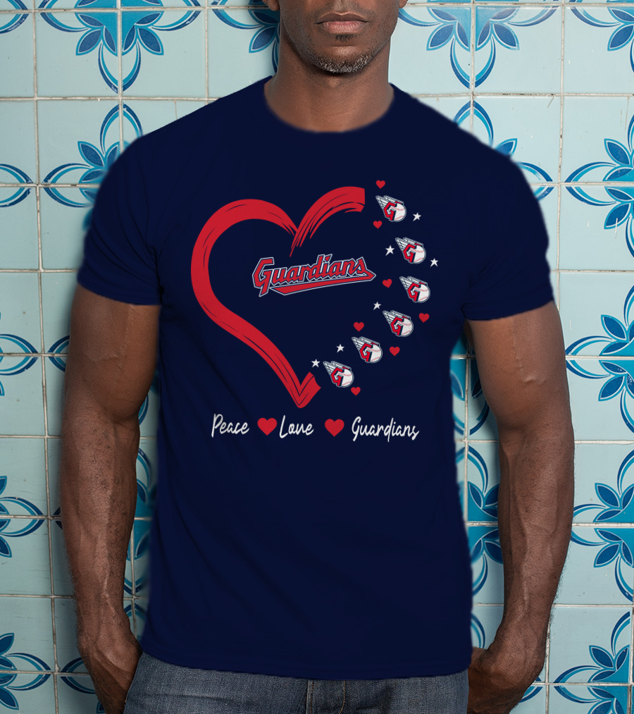 Peace Love Guardians Heart And Baseball T-Shirt