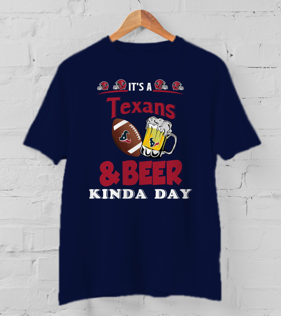 Houston Texans And Beer Football Fan Day With Helmets And Mug Icons T-Shirt