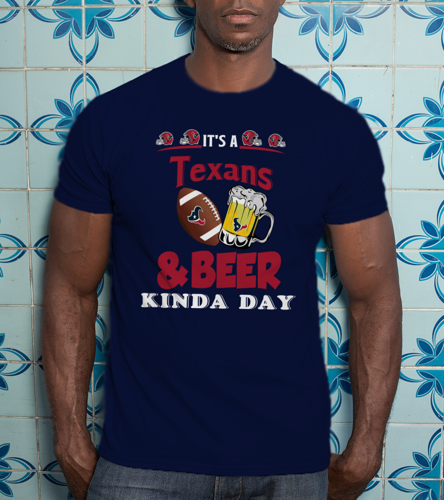 Houston Texans And Beer Football Fan Day With Helmets And Mug Icons T-Shirt