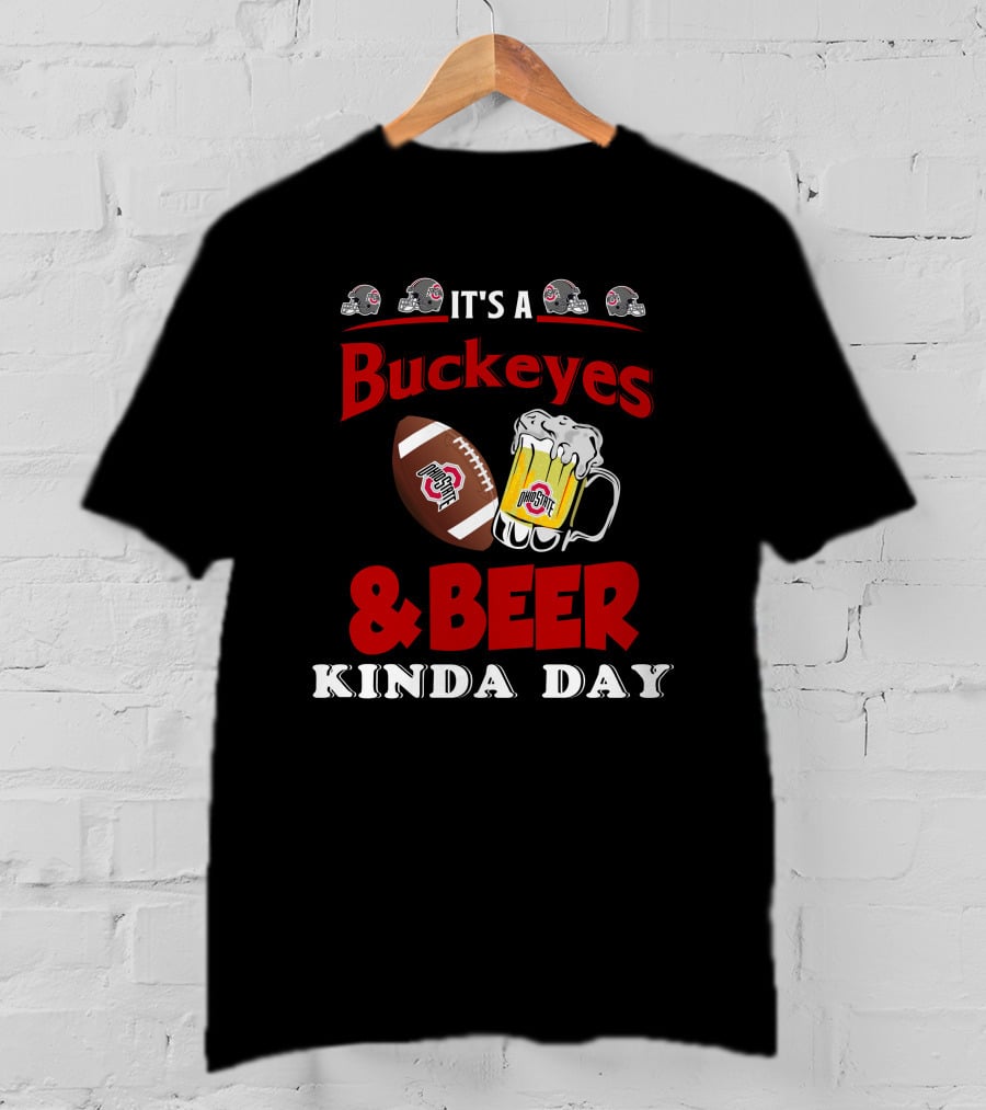 Ohio State Buckeyes And Beer Kinda Day Football Helmet And Mug T-Shirt