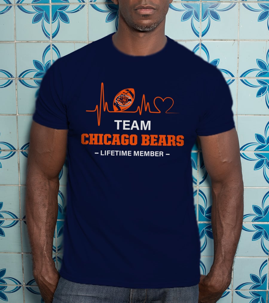 Team Chicago Bears Lifetime Member Heartbeat Football T-Shirt