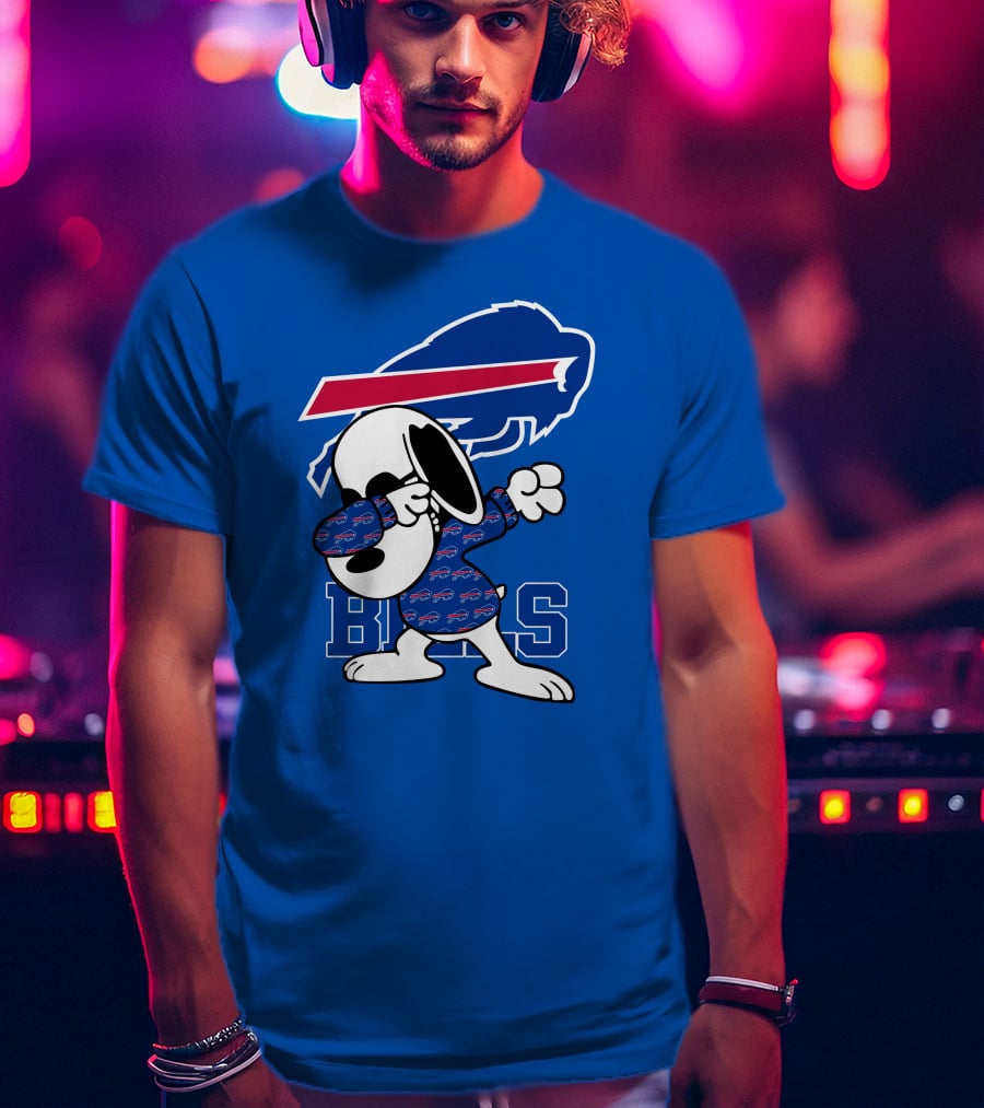 Buffalo Bills Snoopy Dabbing Bills Logo Football T-Shirt