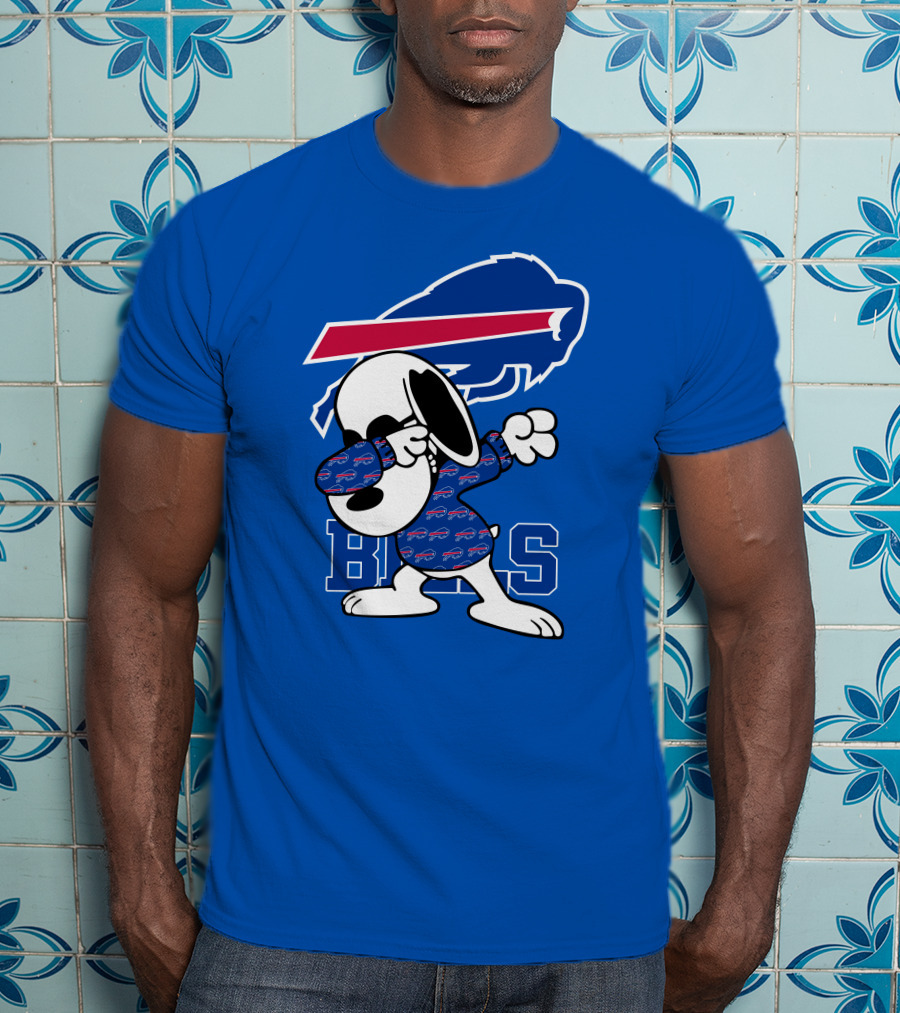 Buffalo Bills Snoopy Dabbing Bills Logo Football T-Shirt