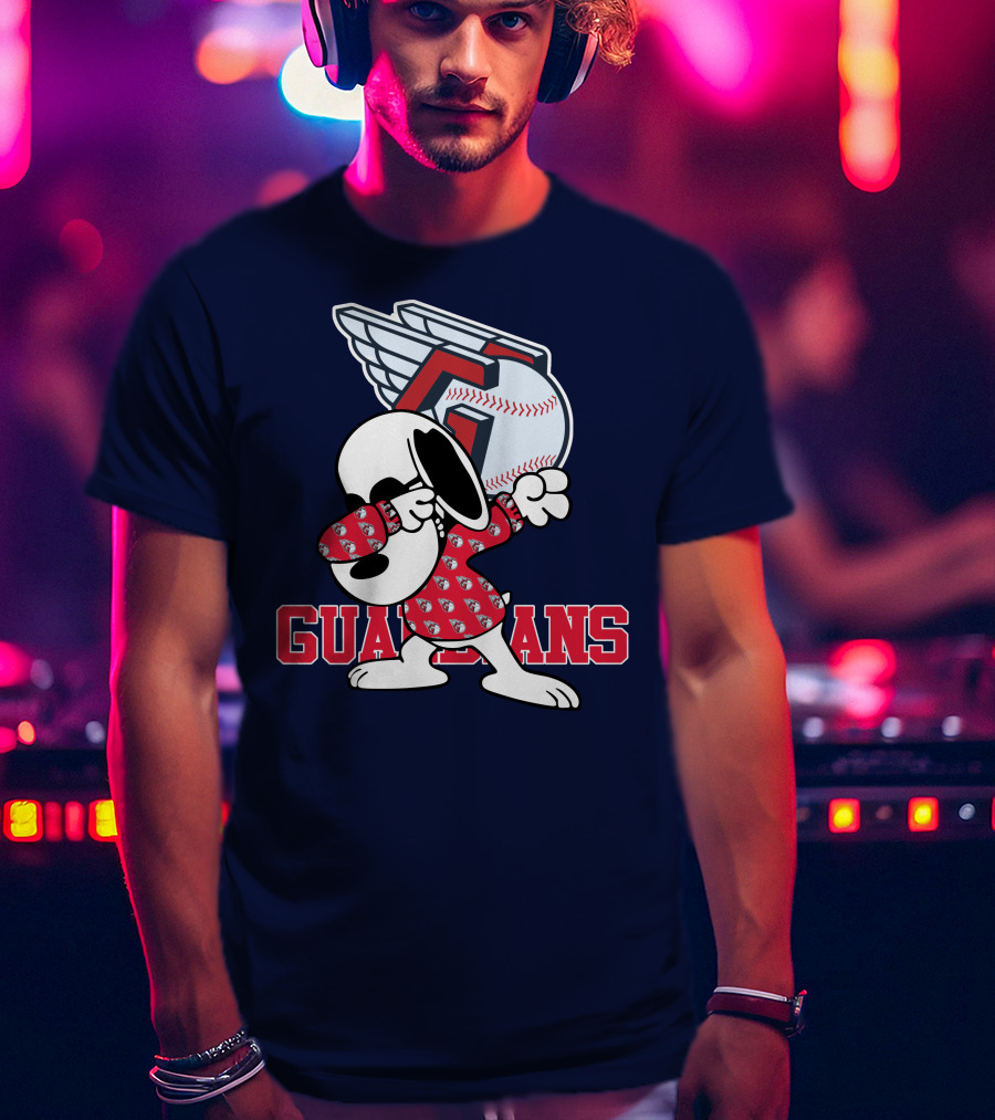 Cleveland Guardians Snoopy Dabbing Baseball T-Shirt