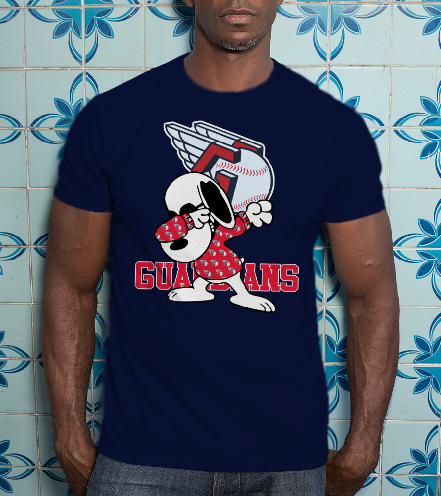 Cleveland Guardians Snoopy Dabbing Baseball T-Shirt